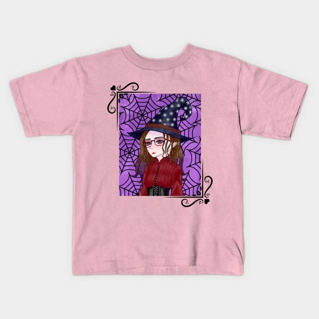 Modern Witch with Vintage Flair Kids T-Shirt by AranisuDrawings